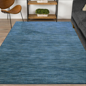 Noir Hand Woven Wool & Viscose Rug - Navy