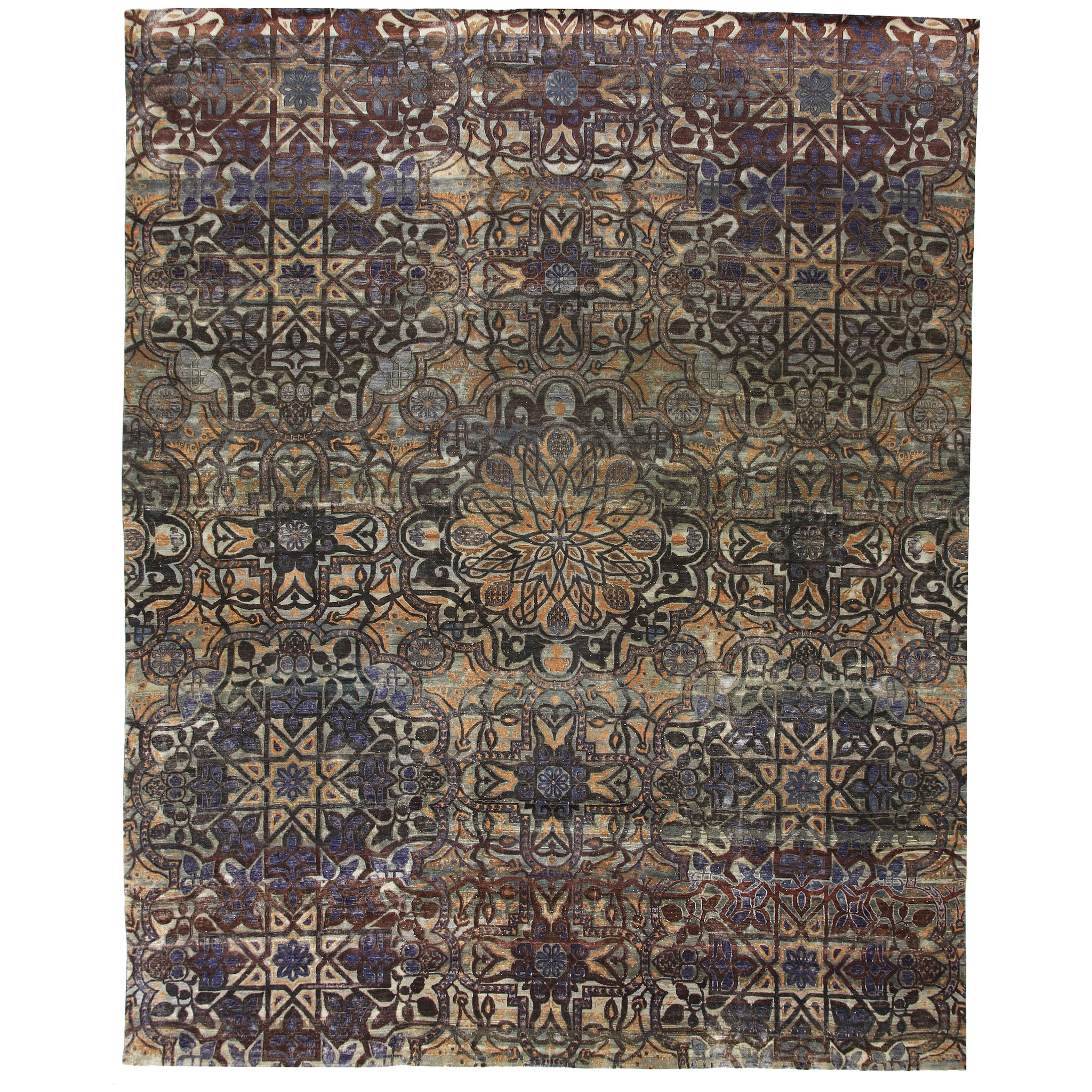 Traditional Wool Grey Handknotted Rug