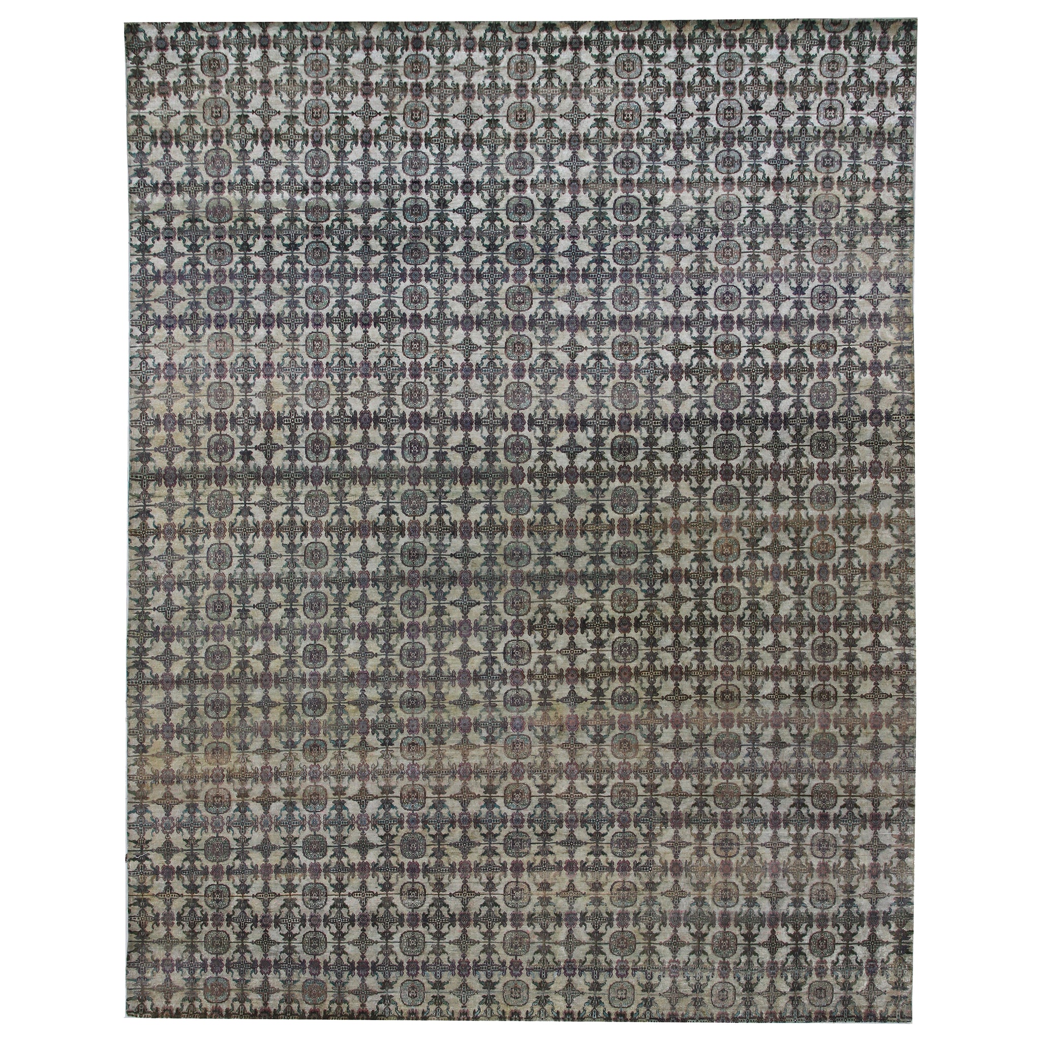 Traditional Silk Grey Handknotted Rug