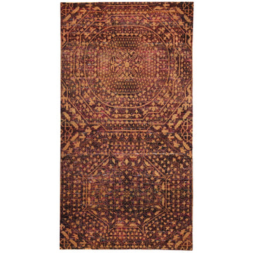 Transitional Silk And Wool Rust Handknotted Rug