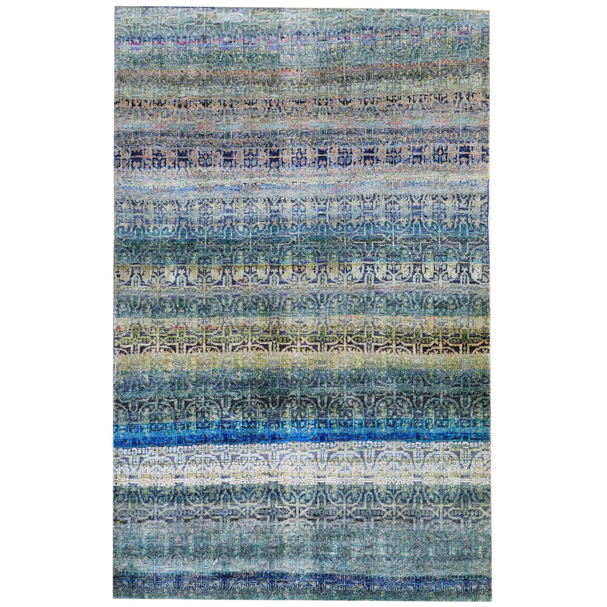 Modern Silk Blue Handknotted Rug