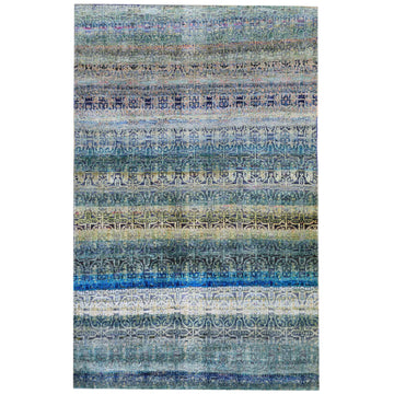 Modern Silk Blue Handknotted Rug