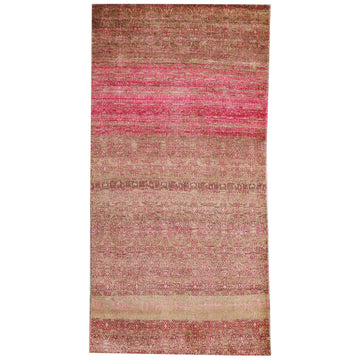 Modern Silk And Wool Beige Handknotted Rug