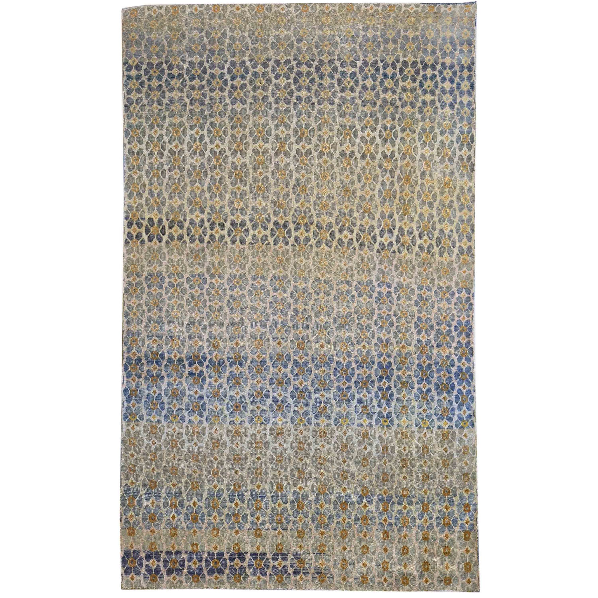 Transitional Wool & Silk Gray Handknotted Rug