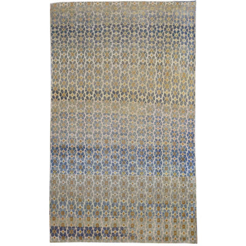 Transitional Wool & Silk Gray Handknotted Rug