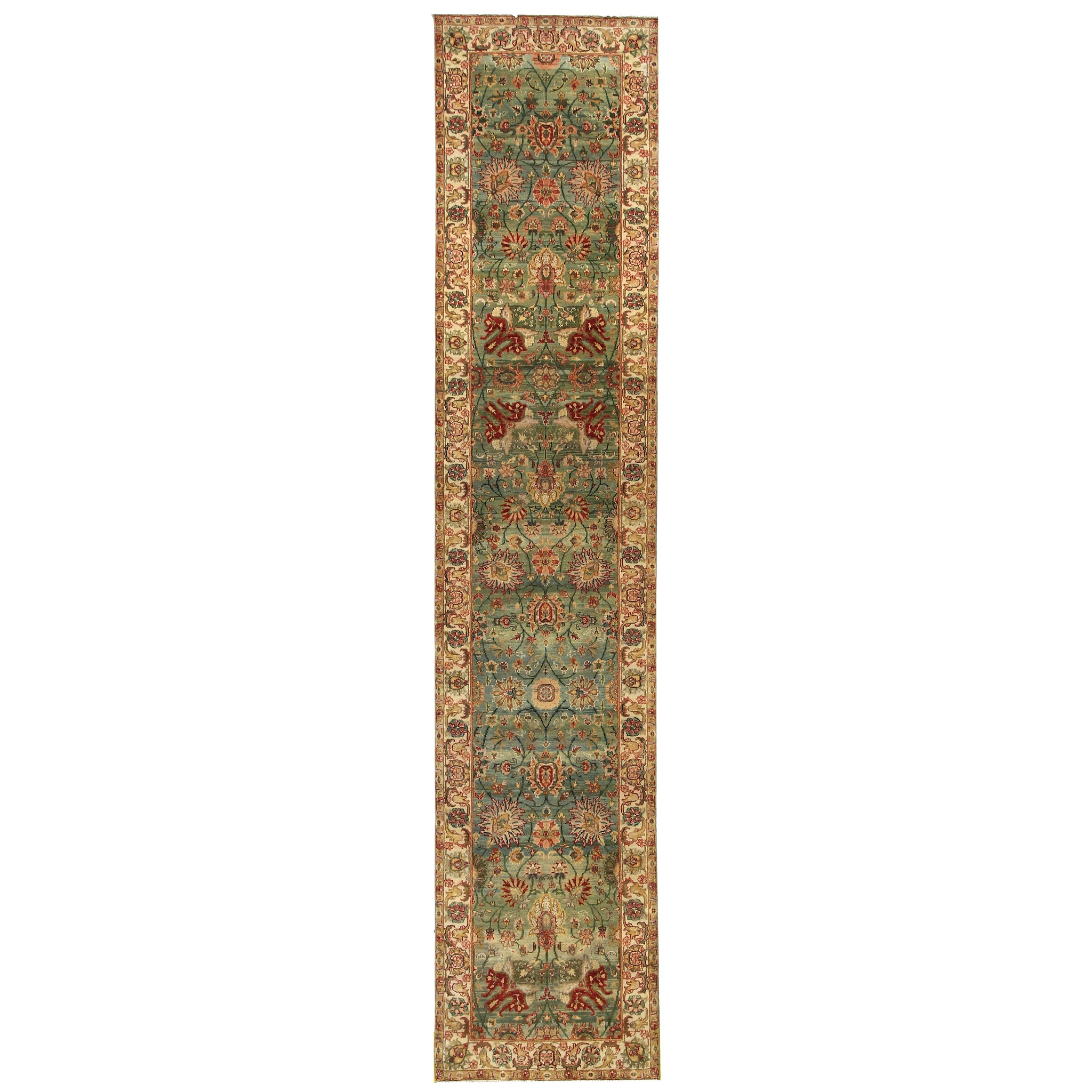 Traditional Wool Green Handknotted Rug