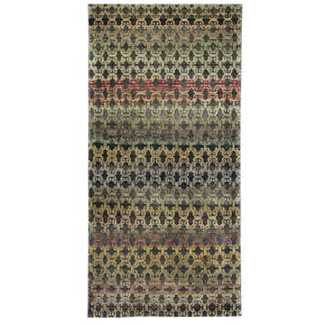 Transtional Silk & Wool Green Handknotted Rug