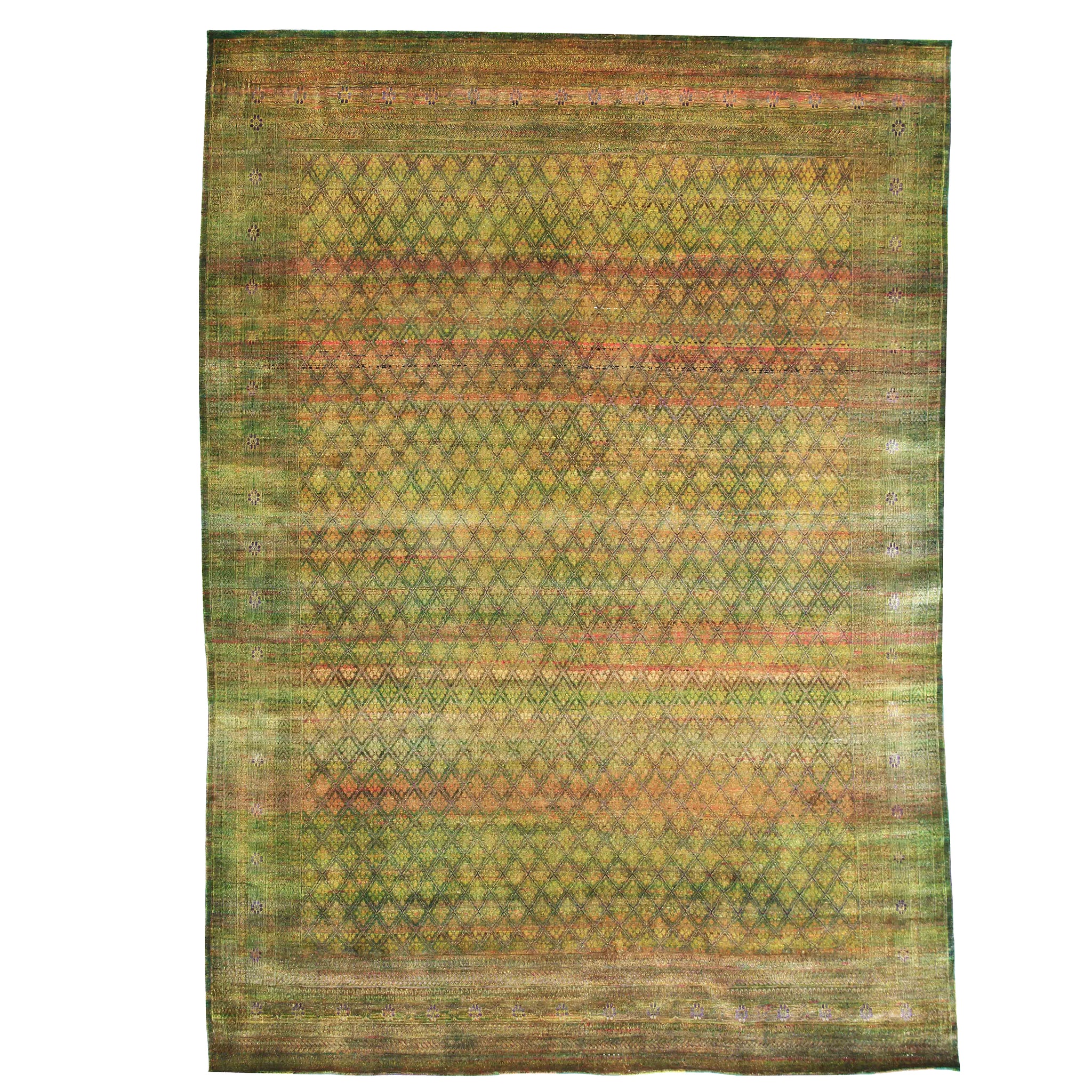 Transitional Silk Green Handknotted Rug