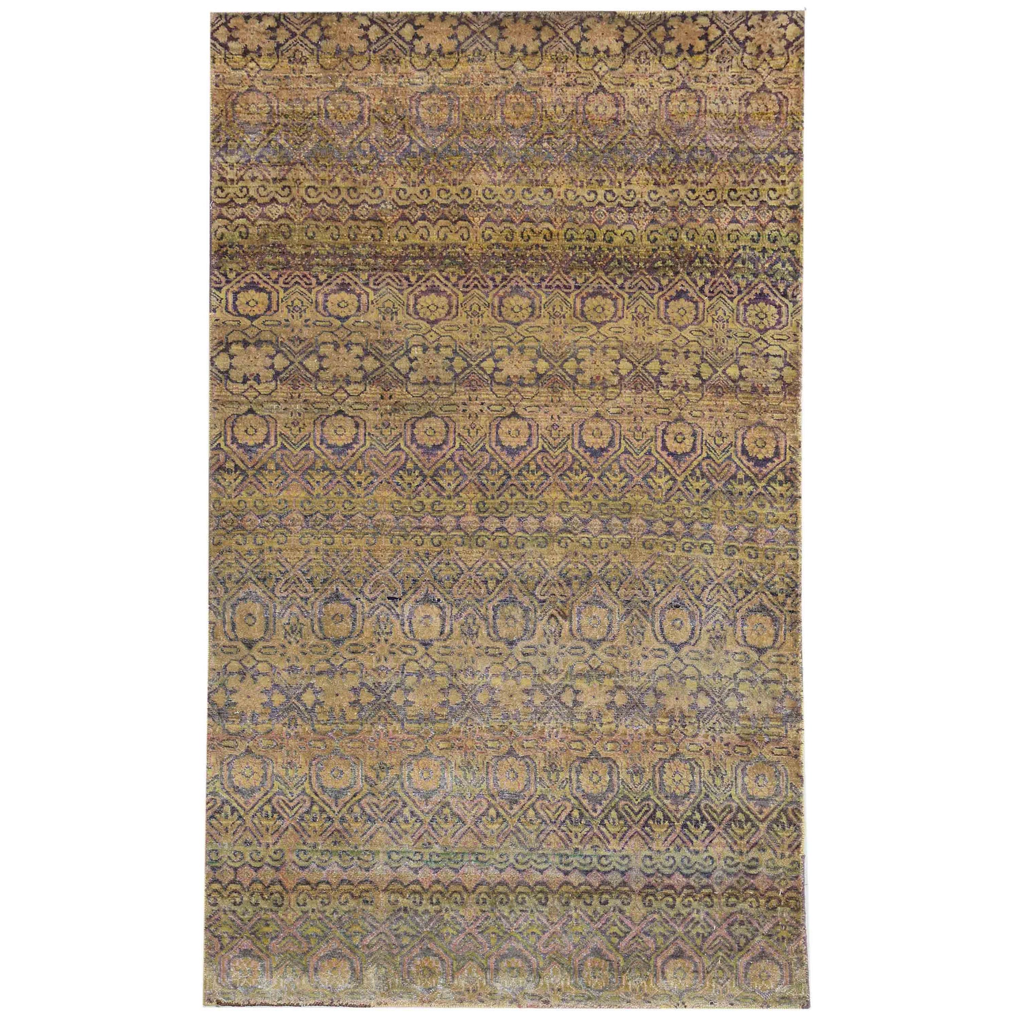 Transitional Wool & Silk Gray Handknotted Rug