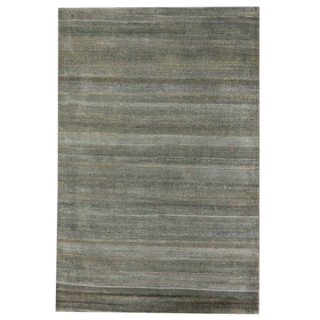 Transitional Silk Gray Handknotted Rug