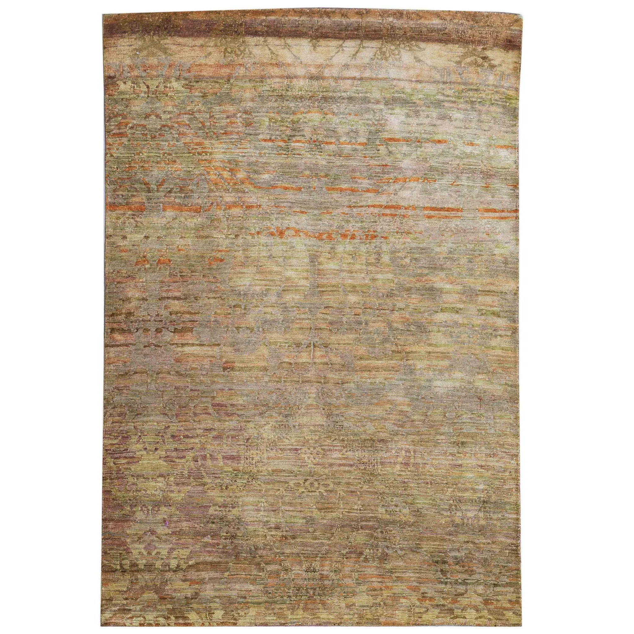 Transitional Silk Beige Handknotted Rug