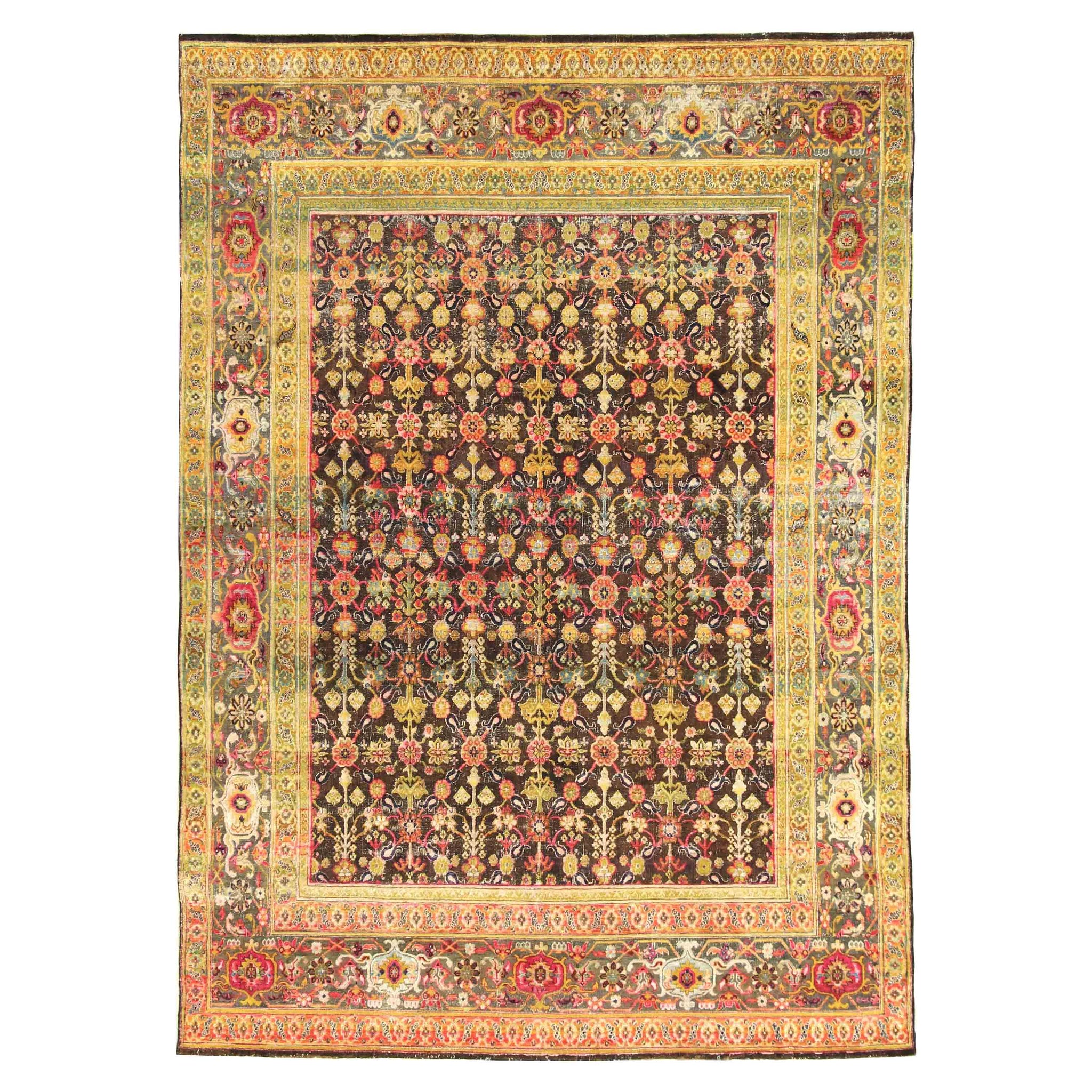 Transitional Silk & Wool Brown Handknotted Rug