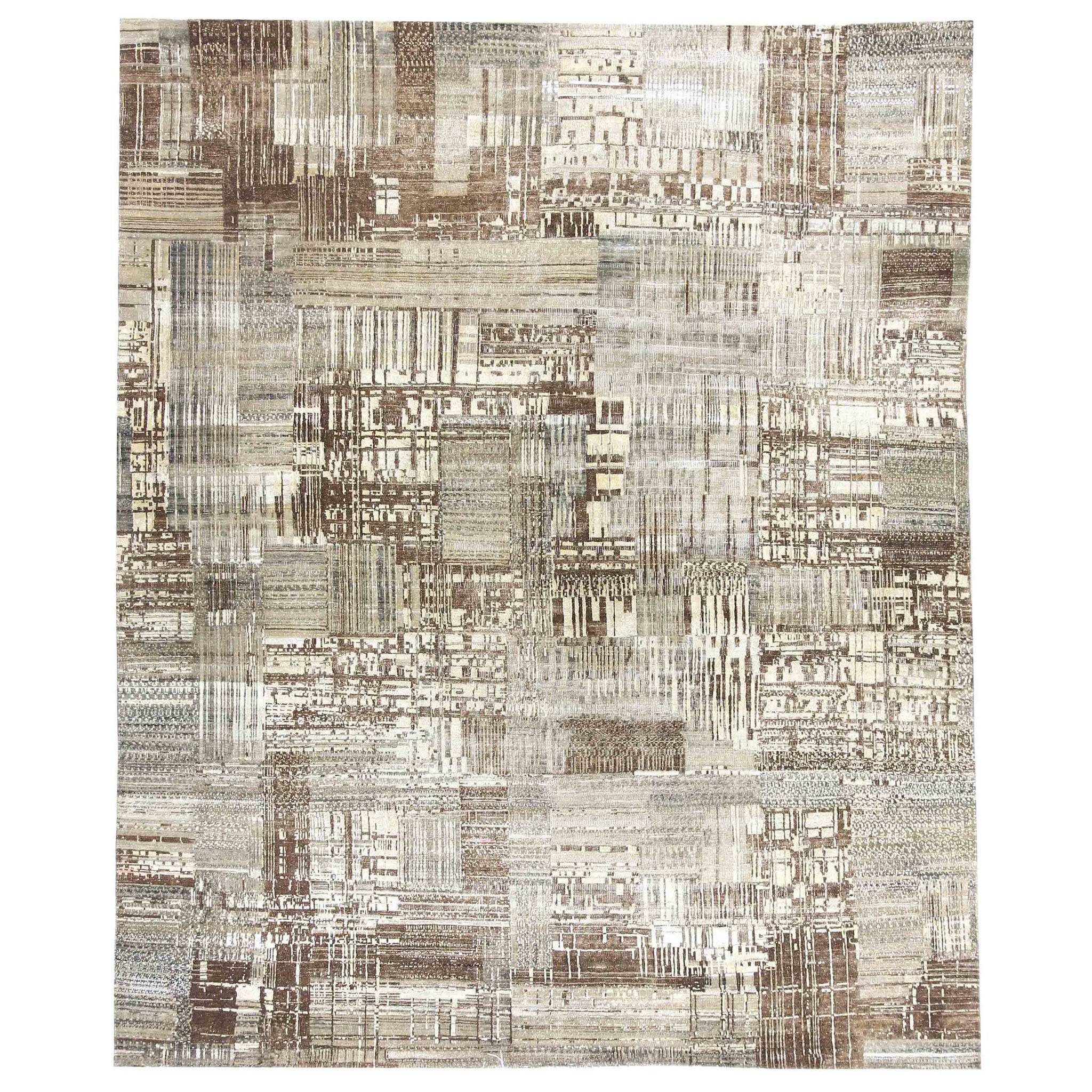 Transitional Silk & Wool Brown Handknotted Rug