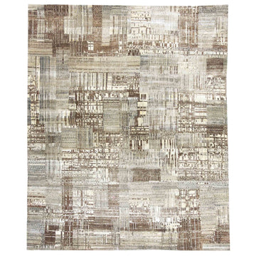 Transitional Silk & Wool Brown Handknotted Rug