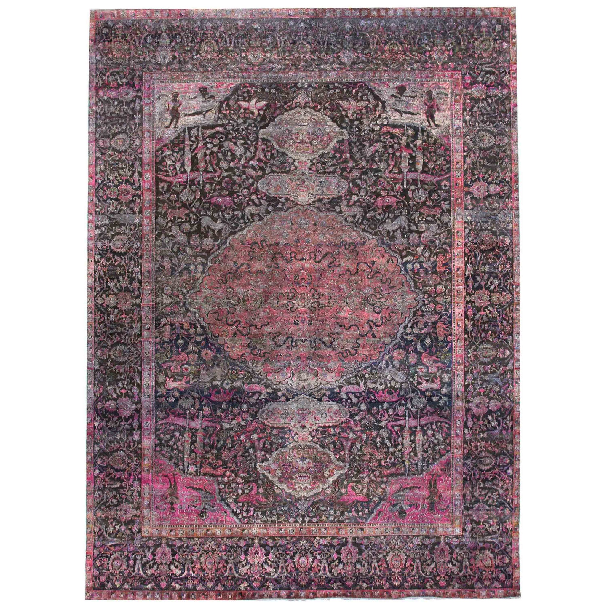 Transitional Silk & Wool Black Handknotted Rug