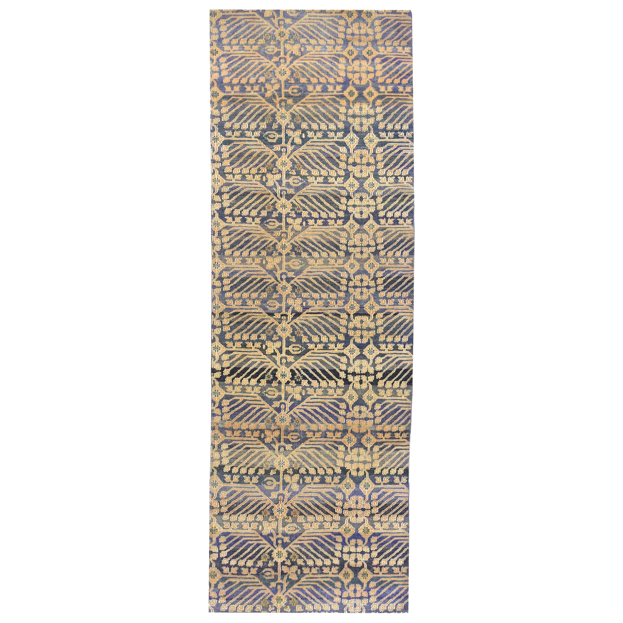 Transitional Wool Blue Handknotted Rug