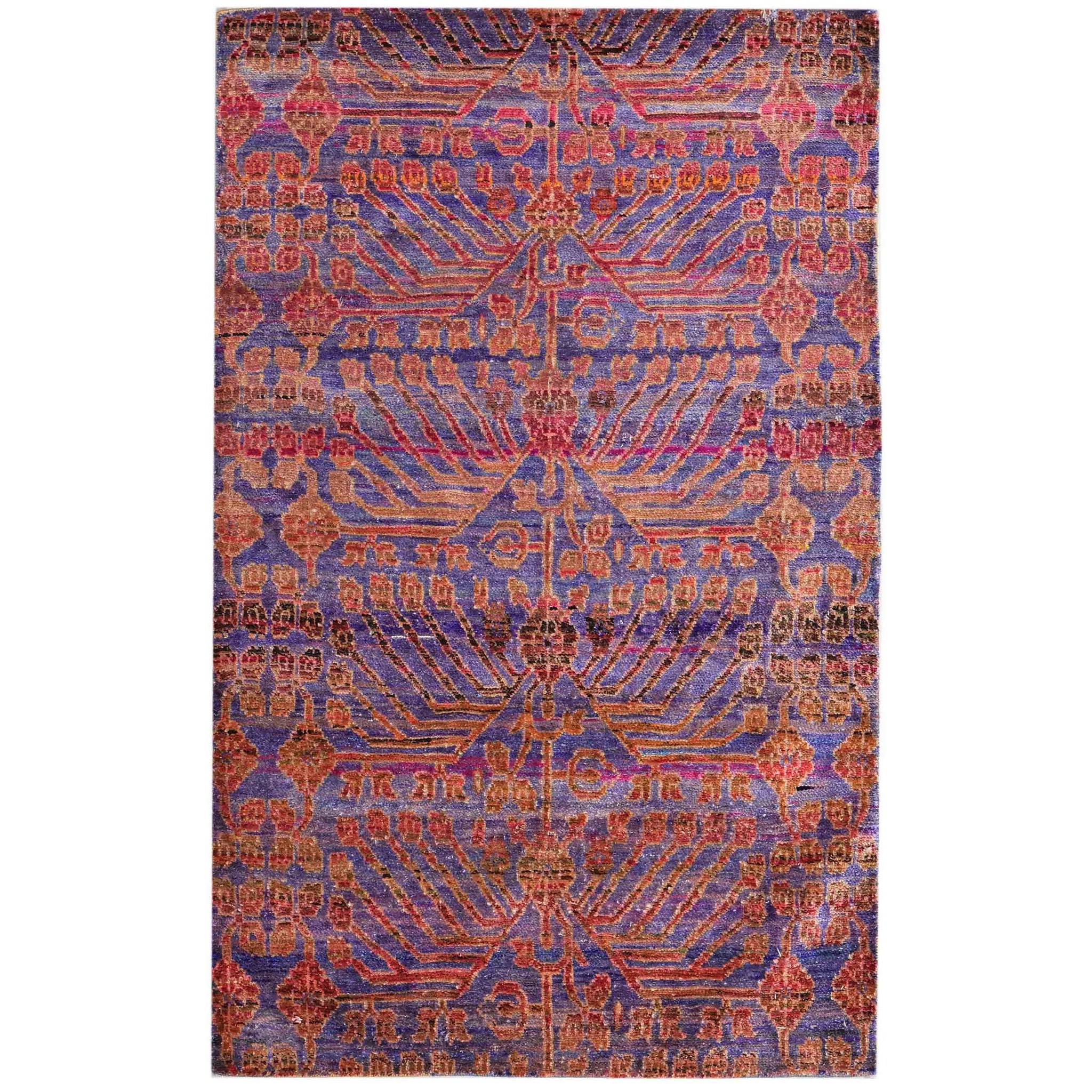 Transitional Silk Blue Handknotted Rug