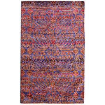 Transitional Silk Blue Handknotted Rug