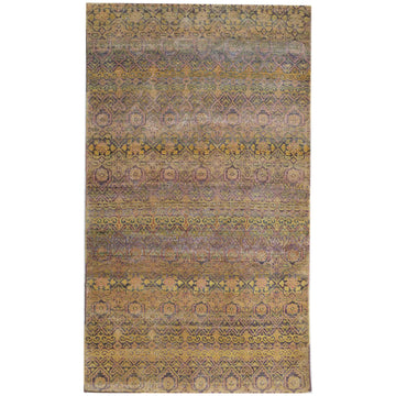 Transtional Silk & Wool Orange Handknotted Rug