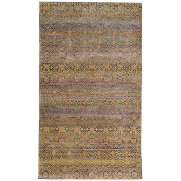 Transtional Silk & Wool Orange Handknotted Rug