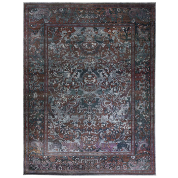 Transtional Silk & Wool Purple Handknotted Rug