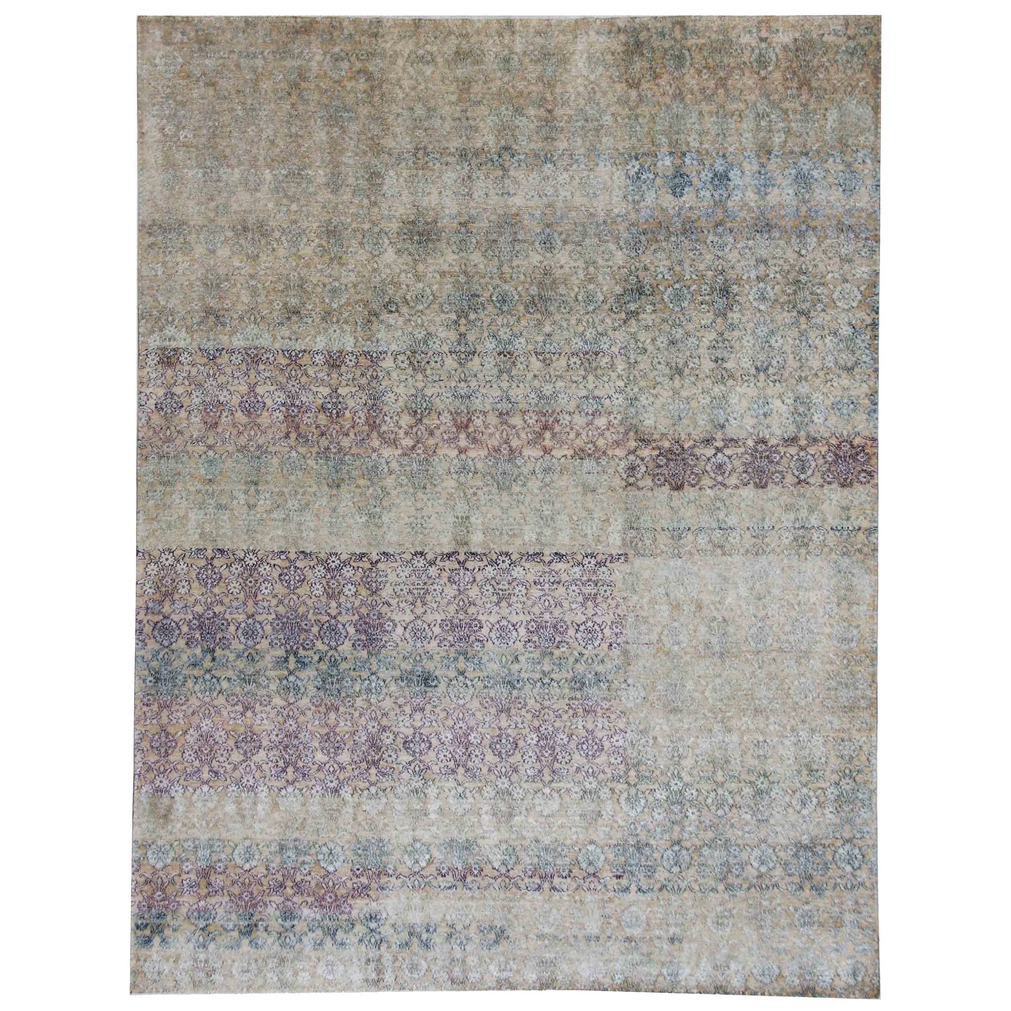 Transitional Silk Beige Handknotted Rug