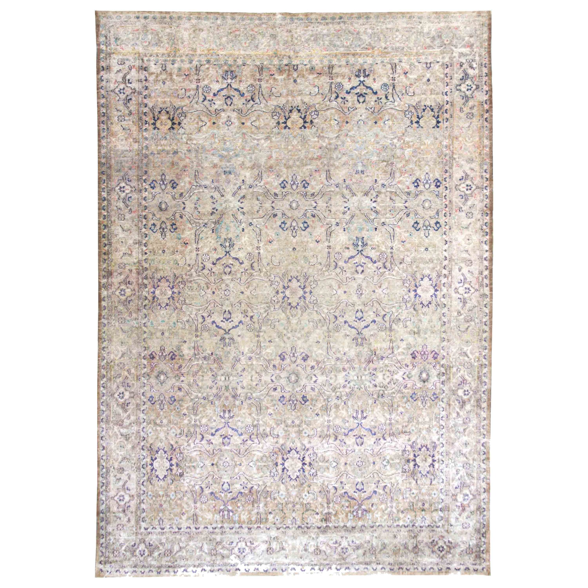 Transitional Silk Cream  Handknotted Rug