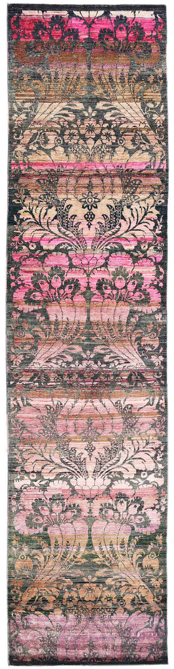 Transitional Silk & Wool Pink Handknotted Rug