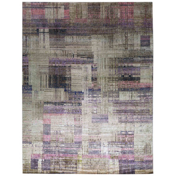 Transtional Silk Grey Handknotted Rug