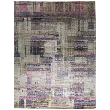 Transtional Silk Grey Handknotted Rug