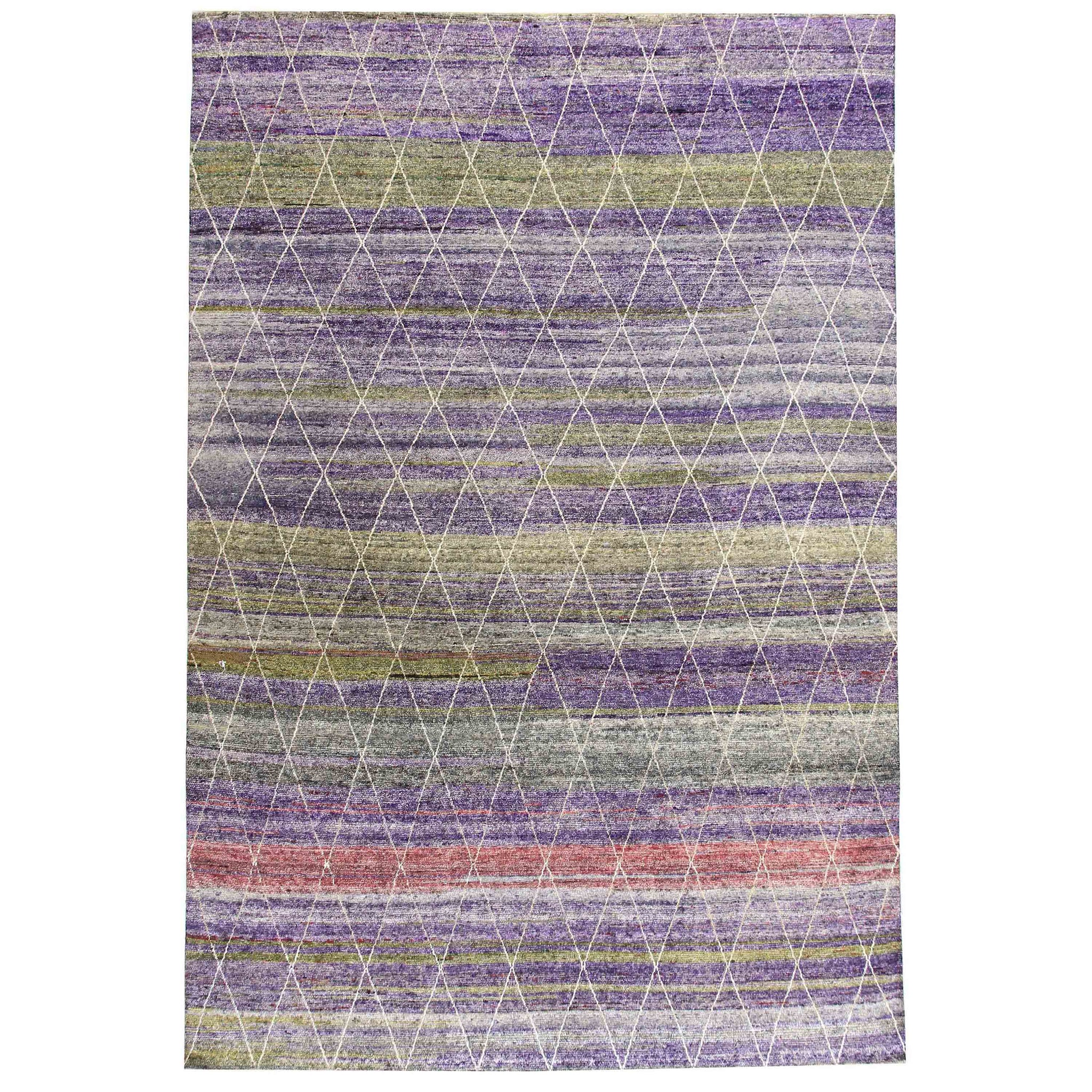 Transitional Silk Purple Handknotted Rug