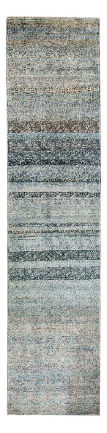 Transitional Silk Blue Hand knotted Rug