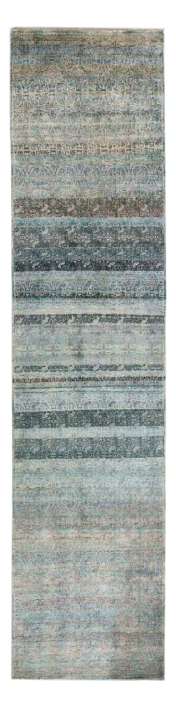Transitional Silk Blue Hand knotted Rug