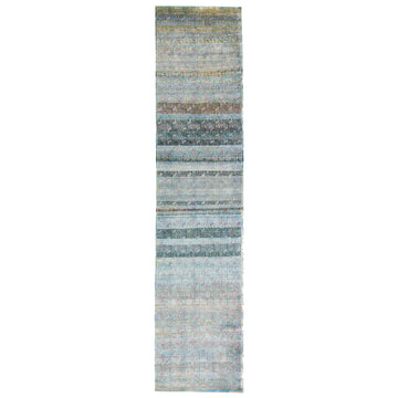 Transitional Silk Light Blue Handknotted Rug