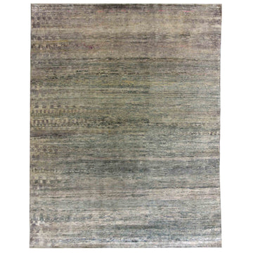 Transitional Silk Grey Handknotted Rug