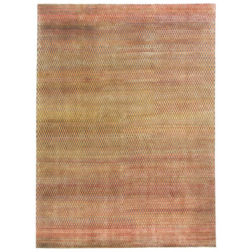 Transitional Silk Orange Handknotted Rug