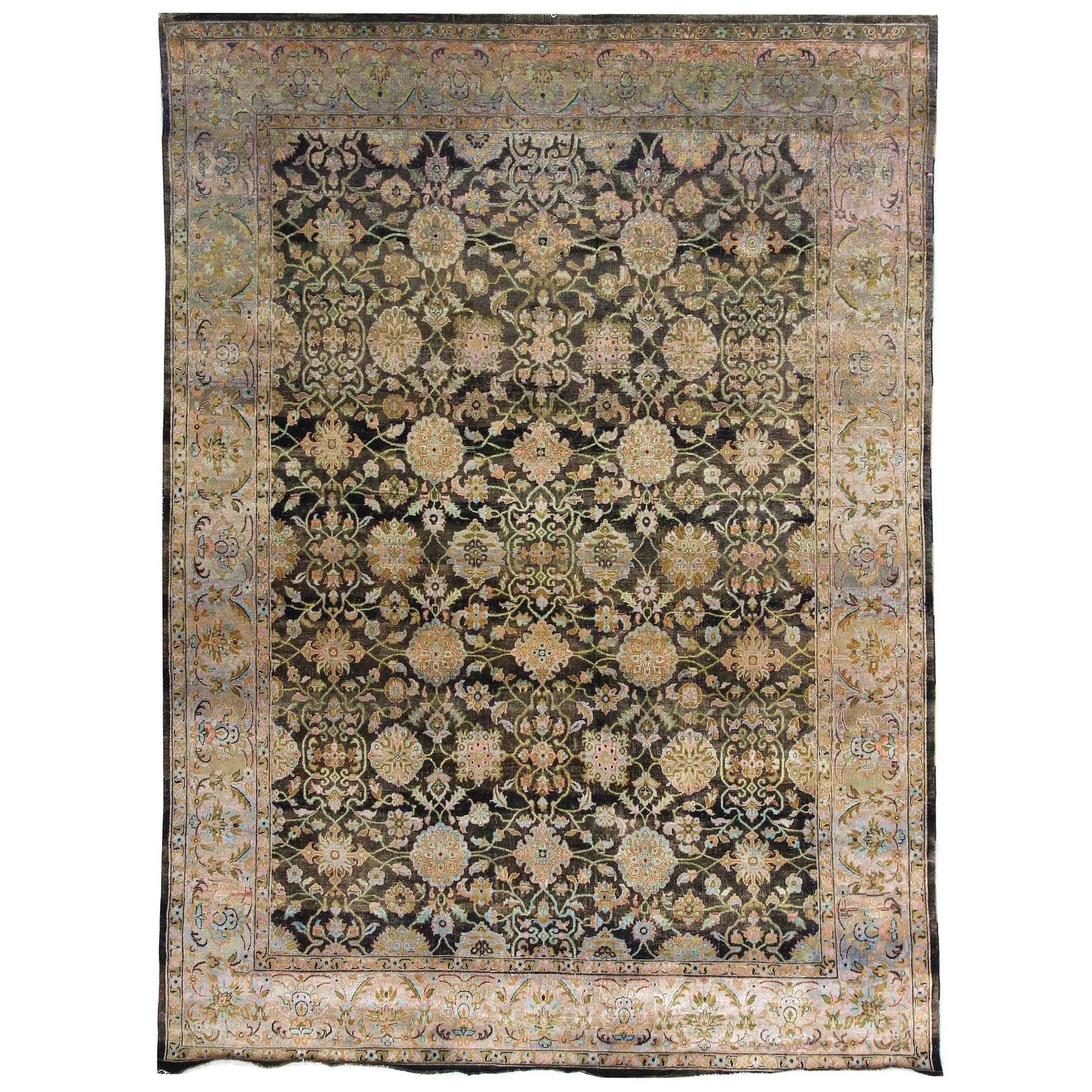 Transitional Silk & Wool Brown Handknotted Rug