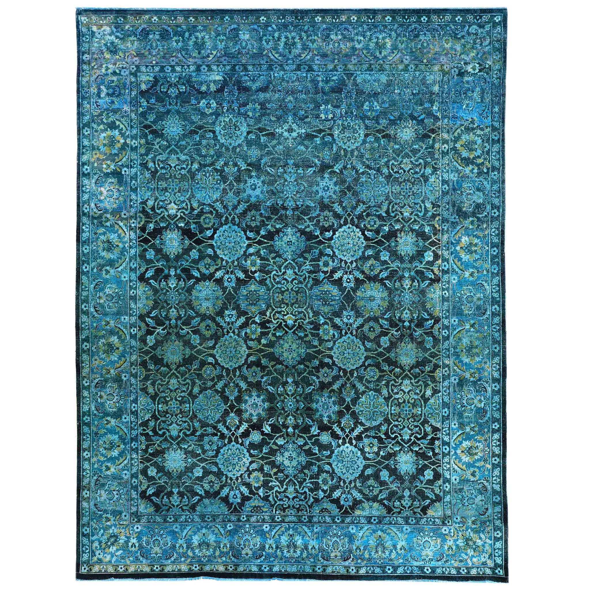 Transitional Silk & Wool Blue Handknotted Rug