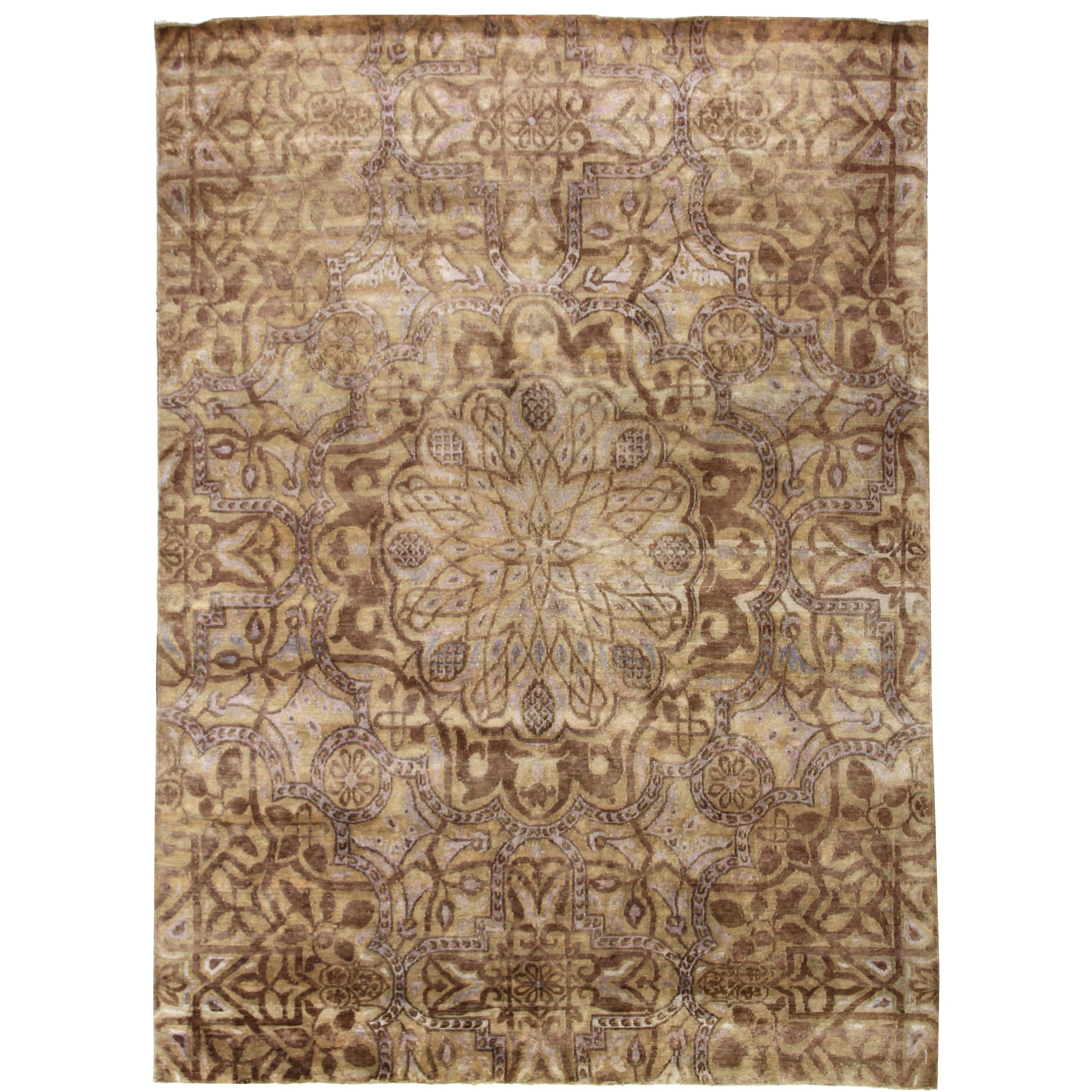 Contemporary Silk Brown Handknotted Rug