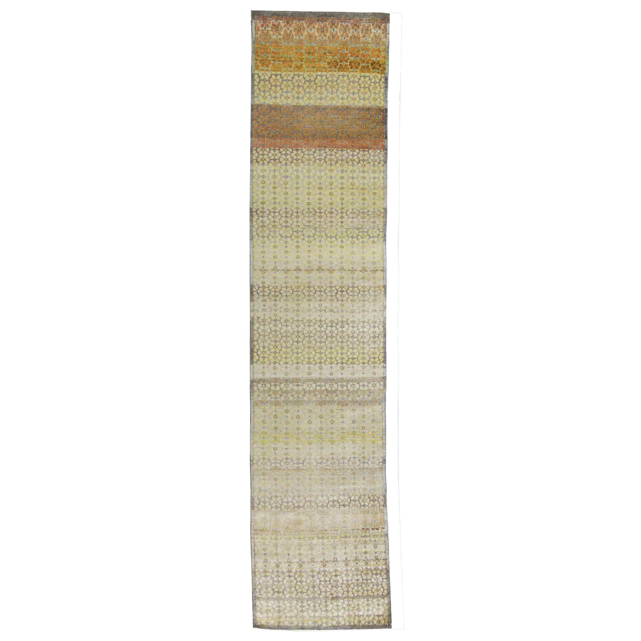 Transitional Silk Cream Handknotted Rug