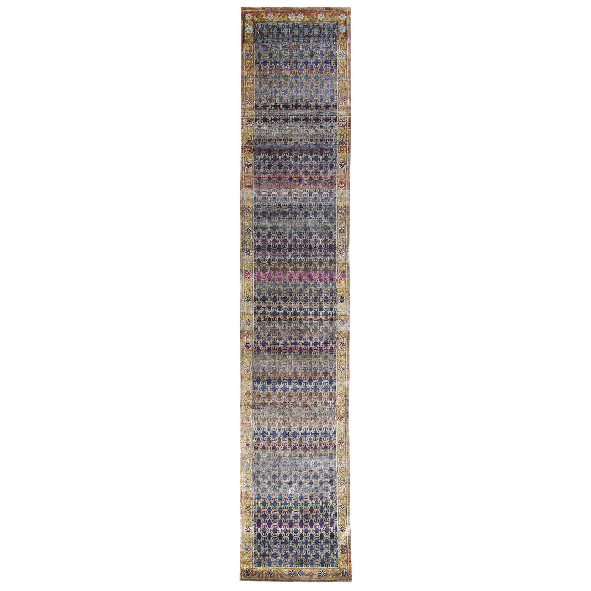 Transitional Silk Navy Handknotted Rug