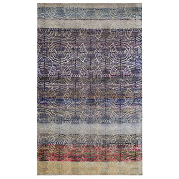 Transitional Silk Blue Handknotted Rug