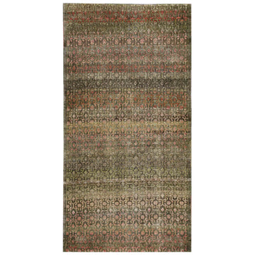 Transtional Silk & Wool Green Handknotted Rug