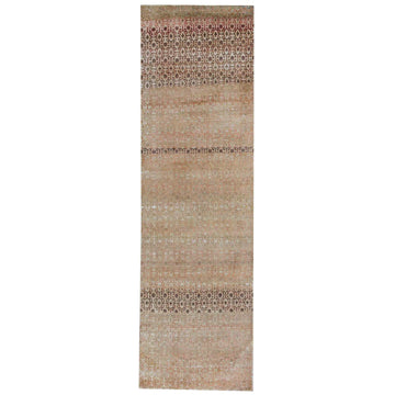 Transitional Wool & Silk Beige Handknotted Rug