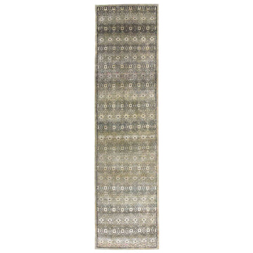 Transitional Wool & Silk Beige Handknotted Rug