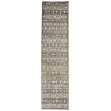 Transitional Wool & Silk Beige Handknotted Rug