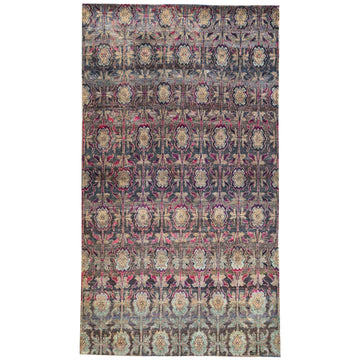 Transitional Wool & Silk Gray Handknotted Rug