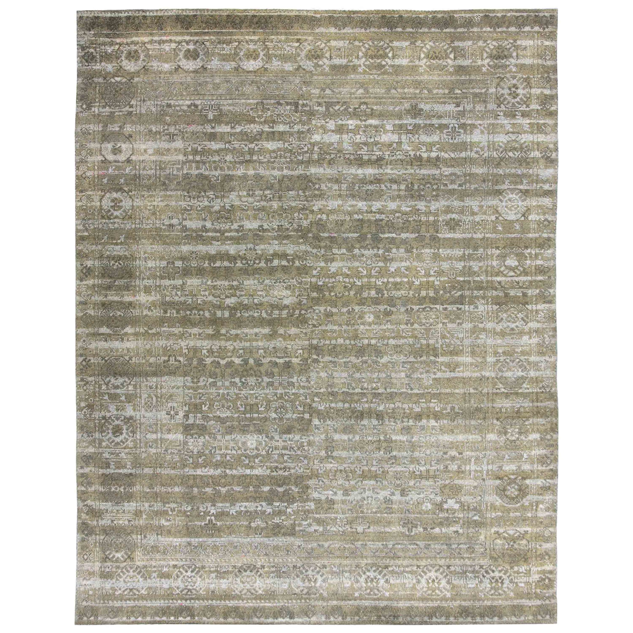 Transitional Silk Green Handknotted Rug