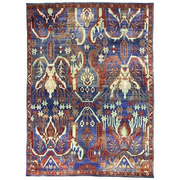 Traditional Wool & Silk Blue Handknotted Rug