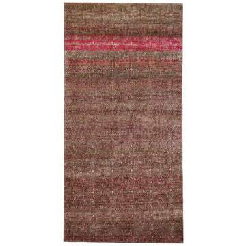 Transtional Silk & Wool Pink Handknotted Rug